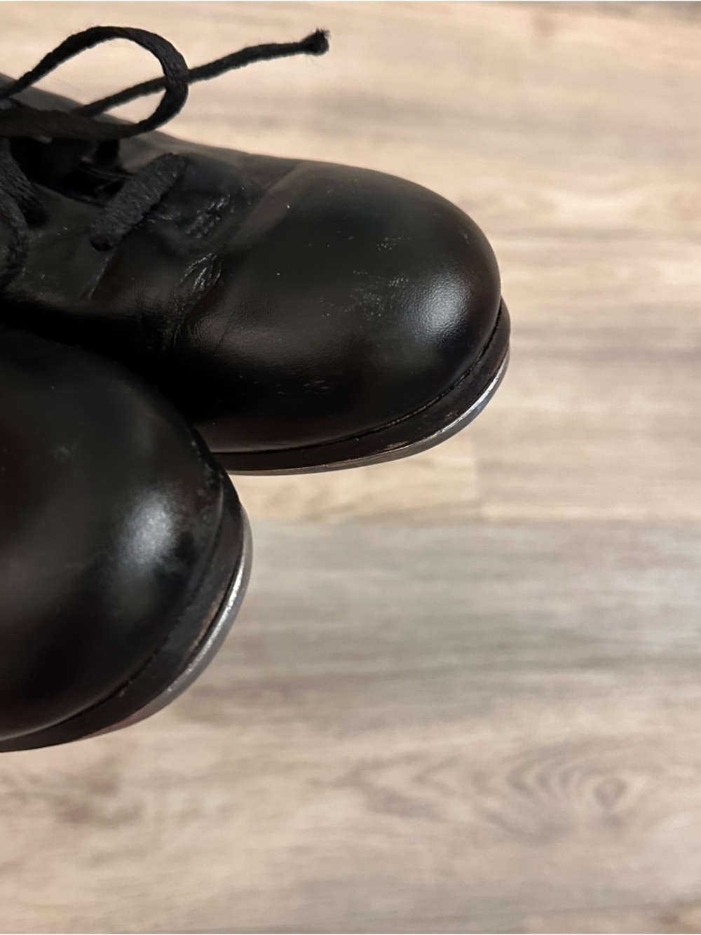 Capezio Cadence Black Leather Tap Shoes Lace Up Size 9.5 Classic Dance - Picture 6 of 10
